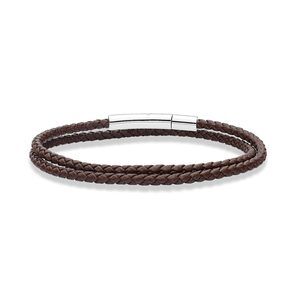 Genuine Italian Double Wrap Braided Leather Bracelet for Men Women